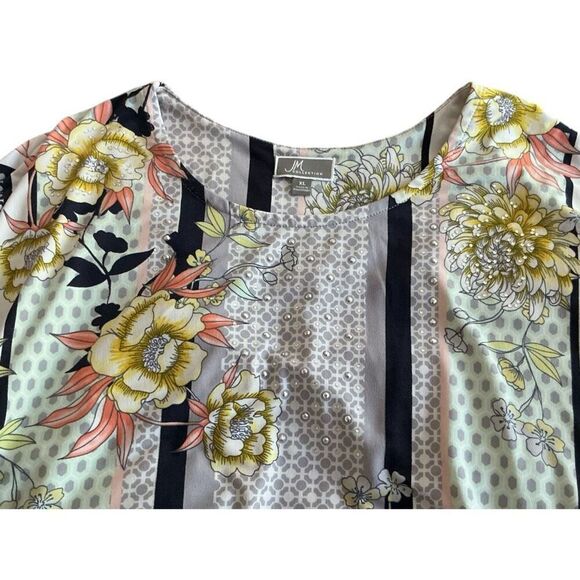 JM Collection Embellished Studs & Rhinestones Top XL - Picture 2 of 6